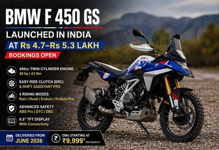 BMW F 450 GS Launched in India at Rs 4.7 Rs5.3 Lakh Bookings Open