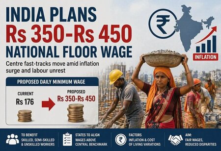 India Plans Rs 350 Rs 450 National Floor Wage Amid Rising Labor Unrest
