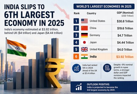 India Slips to 6th Largest Economy in 2025 Despite Growth